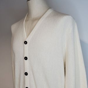 Vintage 80s Cardigan Sweater Ivory 6 Button Medium